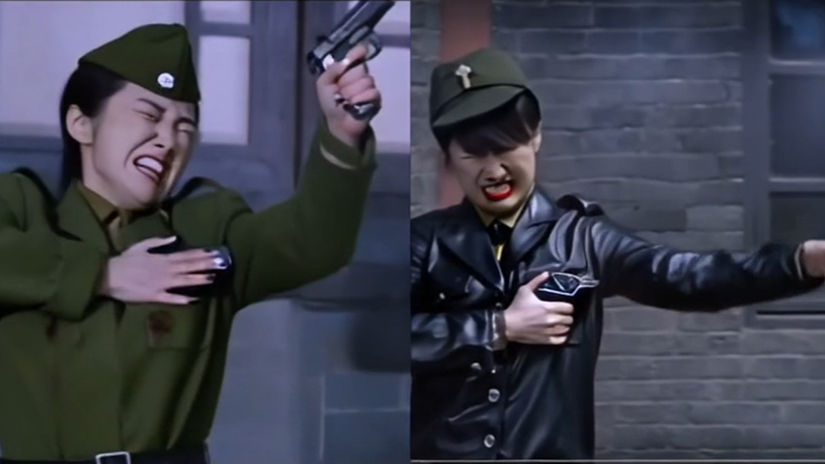 Female soldiers shoot each other(Sexy)